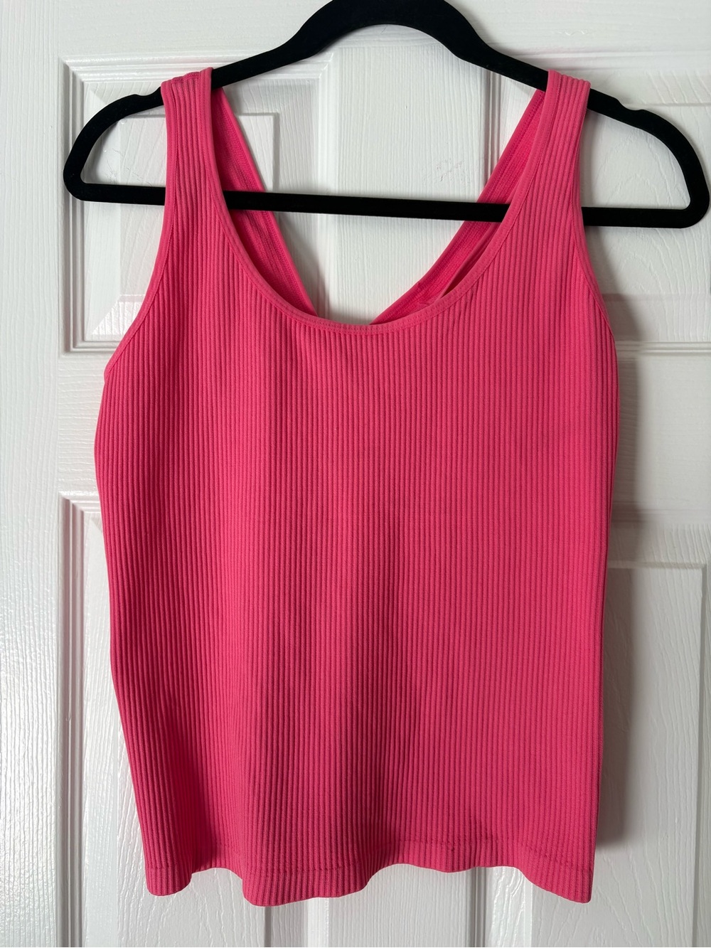 Sleeveless Ribbed Tank Top in Bright Pink